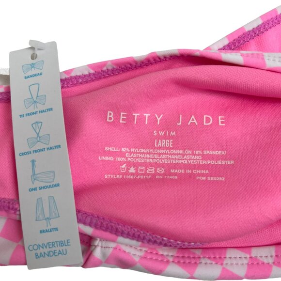 Betty Jade bikini top convertible bandeau halter pink checkered Large strapless - Picture 5 of 5